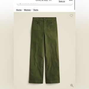 J. Crew Olive Wide-Leg Trousers